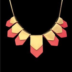 Chico’s Geometric Red and Gold Statement Necklace